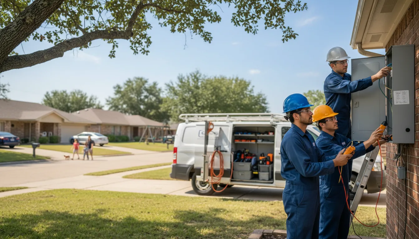 Certified electrician providing emergency electrical services in Berclair, TX